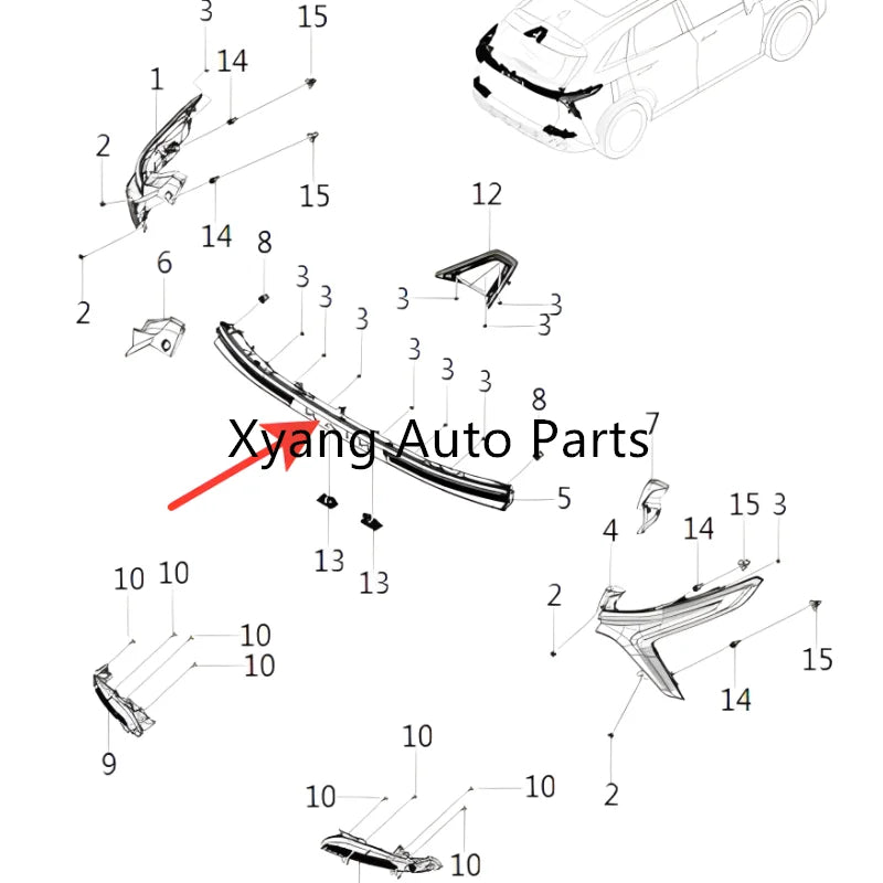 Rear Central Light For Kaiyi X7 Kunlun 2024 - F02413303001AA F02413303003AA sayaragear