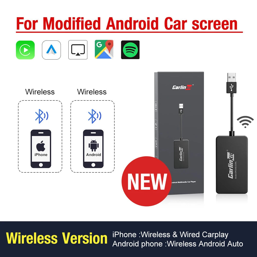 CarlinKit Wred & Wireless Android Auto & CarPlay Dongle Car USB Adapter For Aftermarket Android Car Radio Mirrorlink Split Sceen sayaragear