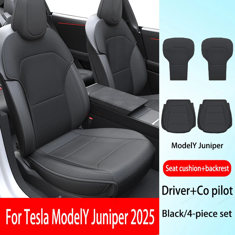 For Tesla ModelY Juniper 2025 PU Seat Cushion Ventilation Comfortable, Four Seasons Universal Split Single Sitting Back row Set sayaragear