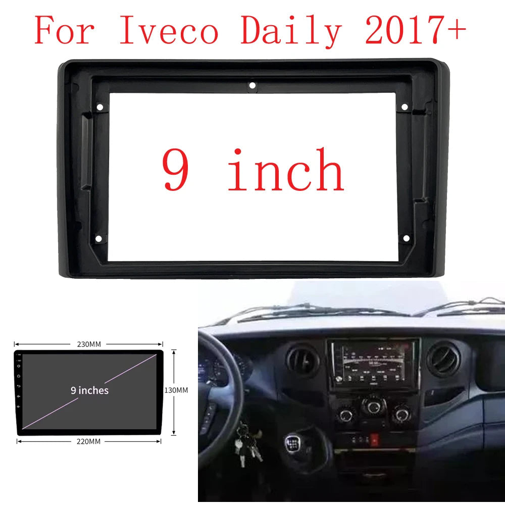 HAOHCEN 2DIN 9 Inch Car Frame Fascia Adapter For Iveco Daily 2017+ Android Radio Dash Fitting Panel Kit sayaragear