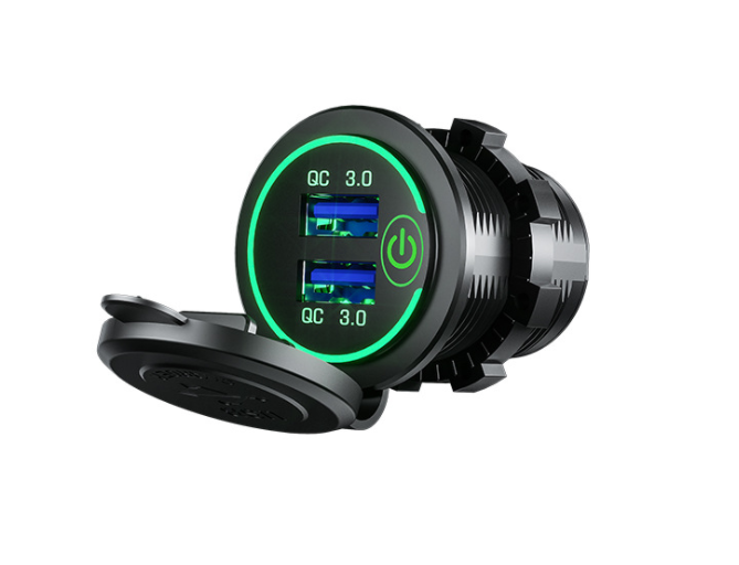 36W QC 3.0 Touch Switch Waterproof Universal Motorcycle Car Truck Boat Dual USB Charger Socket For Phone Tablet Camera GPS DVR eprolo