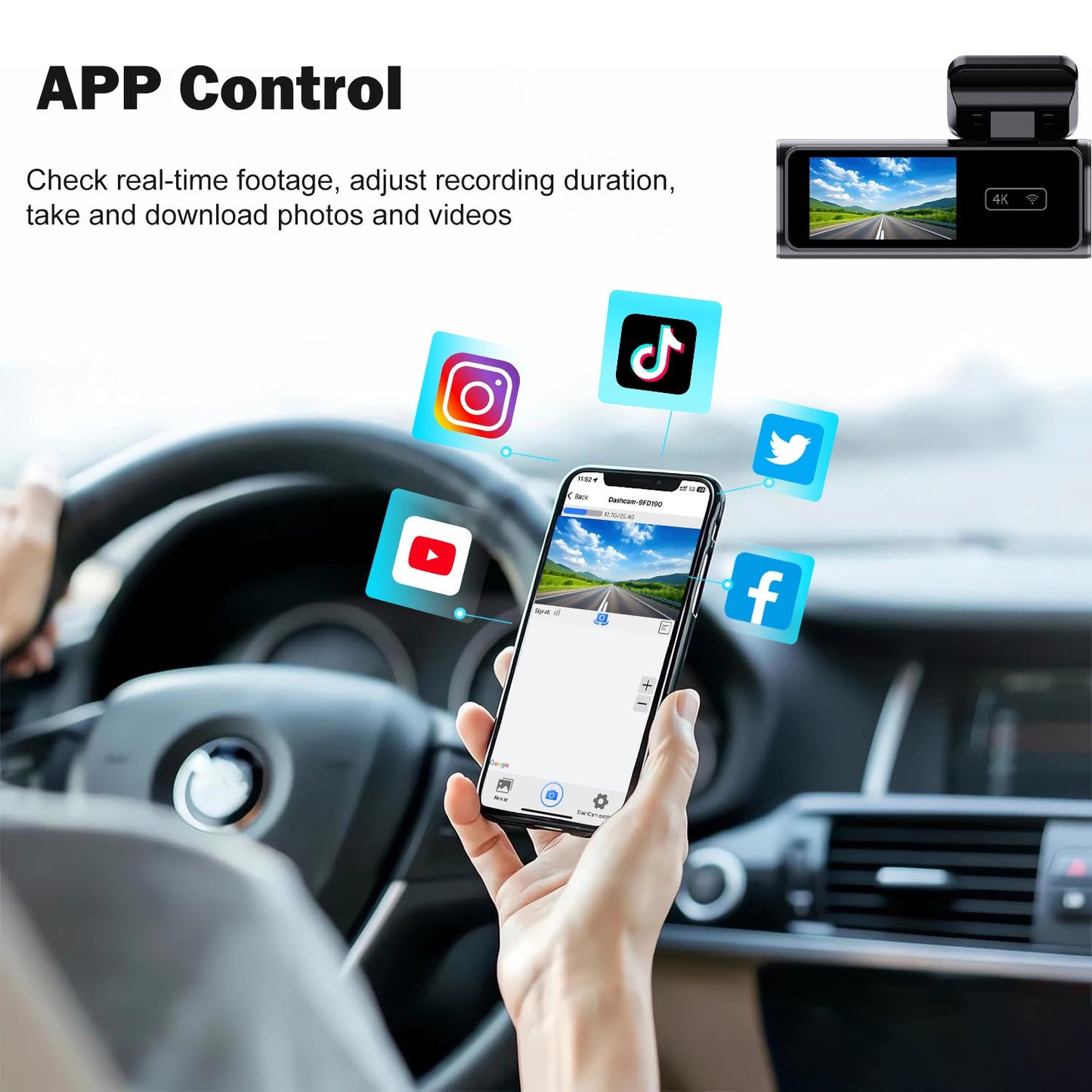 Mobile Internet WIFI version CAR DVR 1.97 inch driving recorder 4K high-definition dual recording parking eprolo