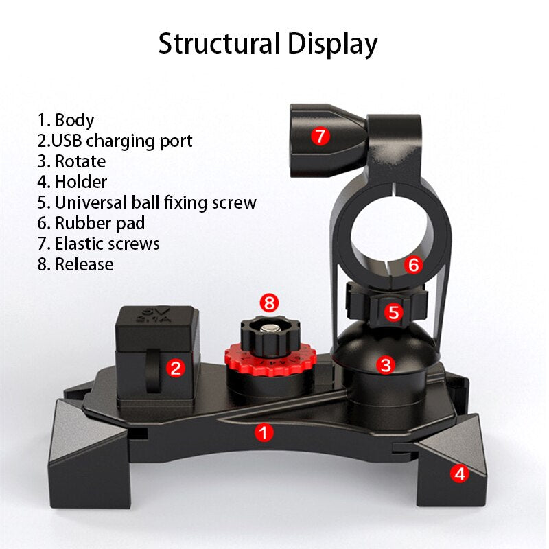 Motorcycle Handlebar Bike Mobile Cell Phone Mount Holder Support Bicycle Phone Stand For 4-6.5 inches For Samsung Huawe Xiaomi eprolo