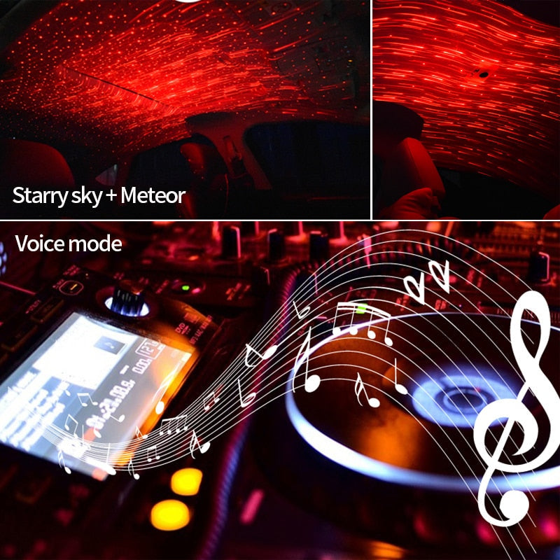 Light Projector Car Decoration Light USB LED Starry Sky Star DJ RGB Laser Projector Music Sound Remote Control Auto Car Styling eprolo