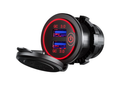 36W QC 3.0 Touch Switch Waterproof Universal Motorcycle Car Truck Boat Dual USB Charger Socket For Phone Tablet Camera GPS DVR eprolo