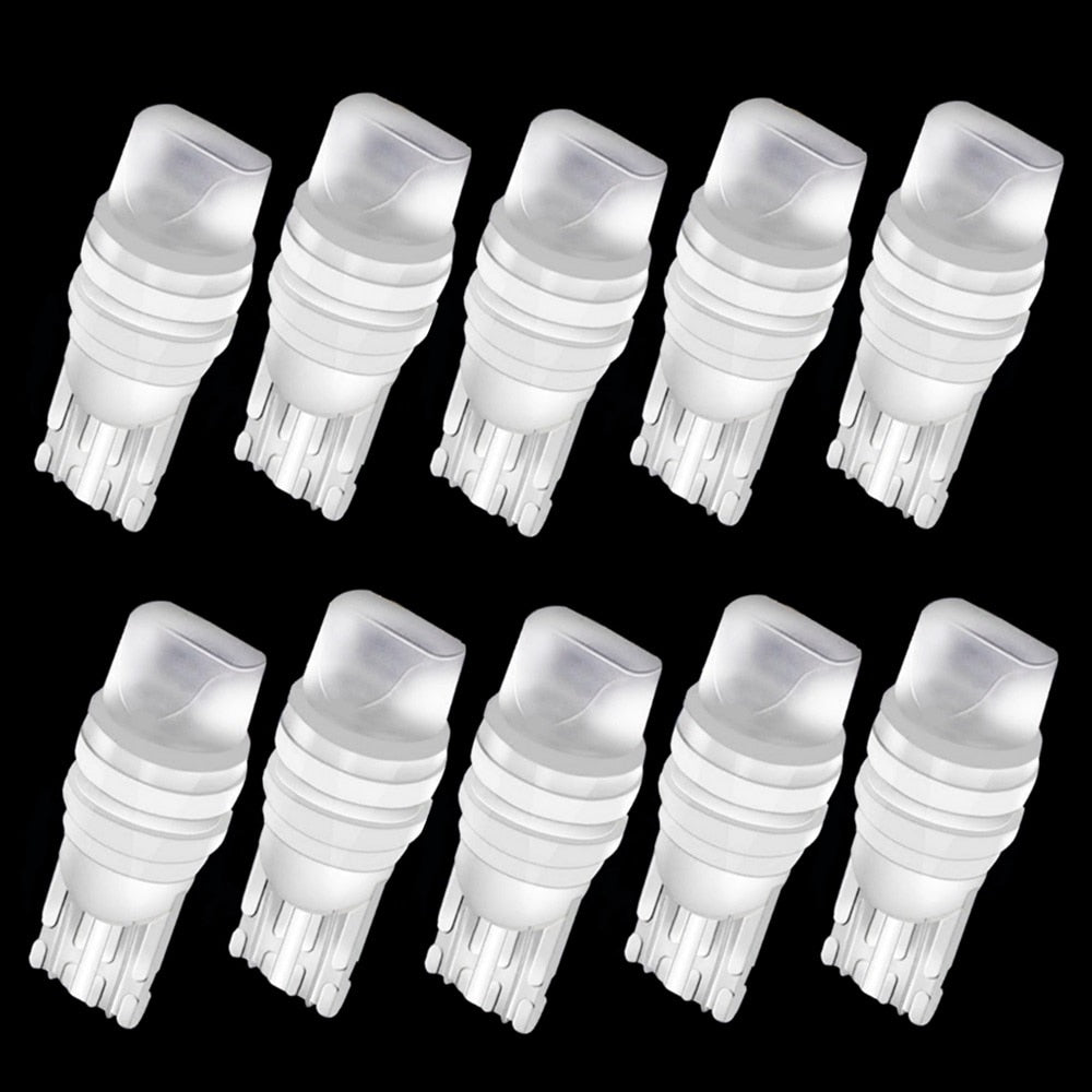 10Pcs T10 W5W Ceramic 3D LED Waterproof Wedge Licence Plate Lights WY5W Turn Side Lamp Car Reading Dome Light Auto Parking Bulb eprolo