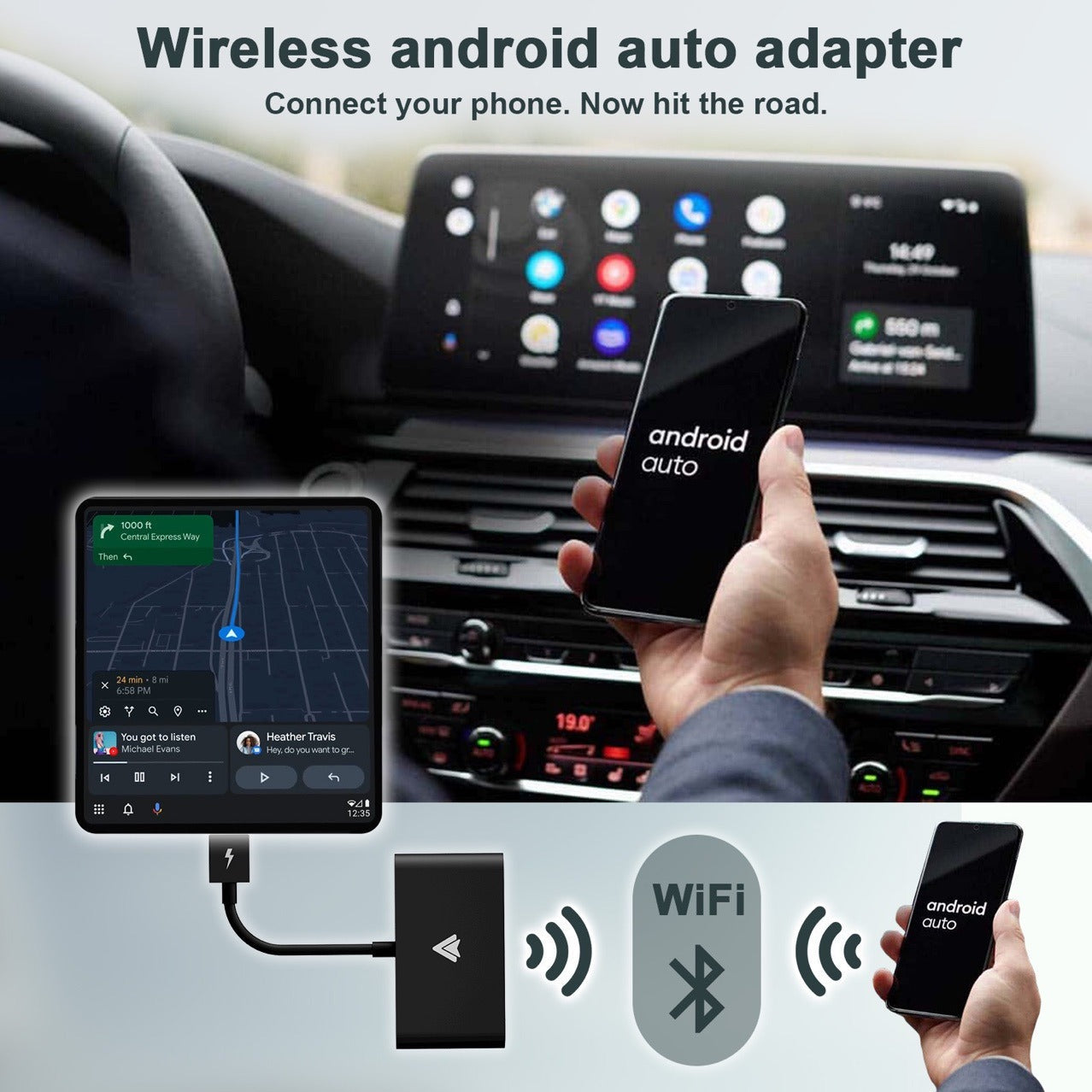 Suitable for Apple CarPlay original car wired to wireless Android Auto box Android car adapter eprolo