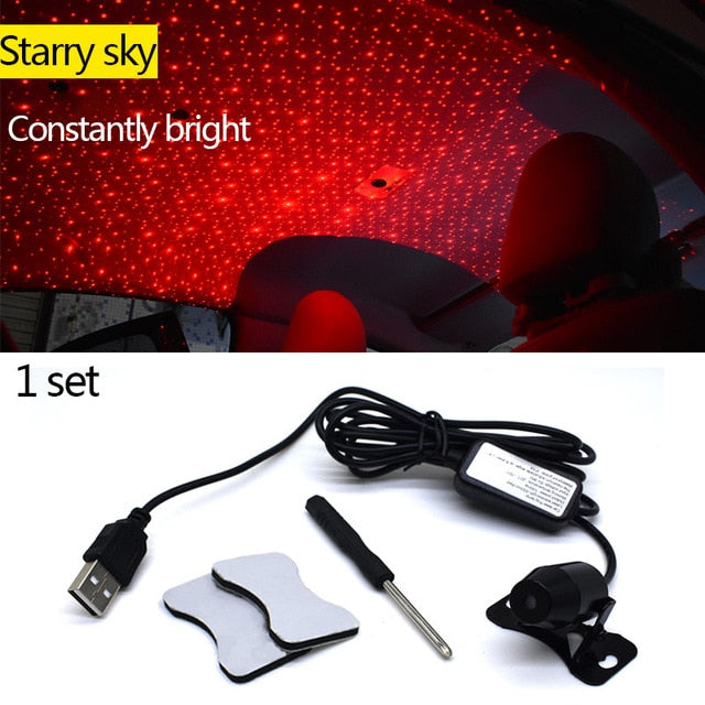 Light Projector Car Decoration Light USB LED Starry Sky Star DJ RGB Laser Projector Music Sound Remote Control Auto Car Styling eprolo