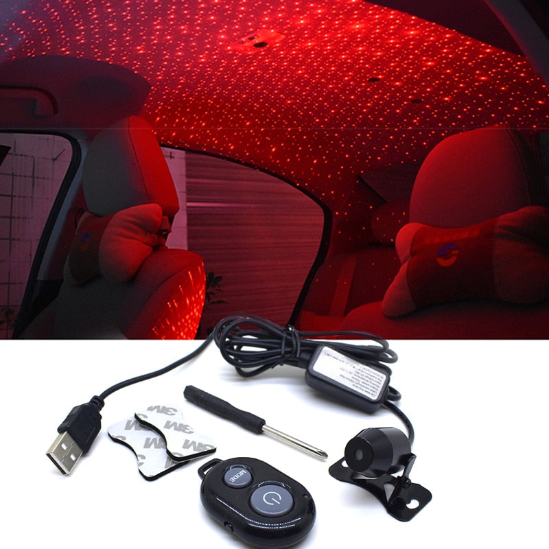 Light Projector Car Decoration Light USB LED Starry Sky Star DJ RGB Laser Projector Music Sound Remote Control Auto Car Styling eprolo