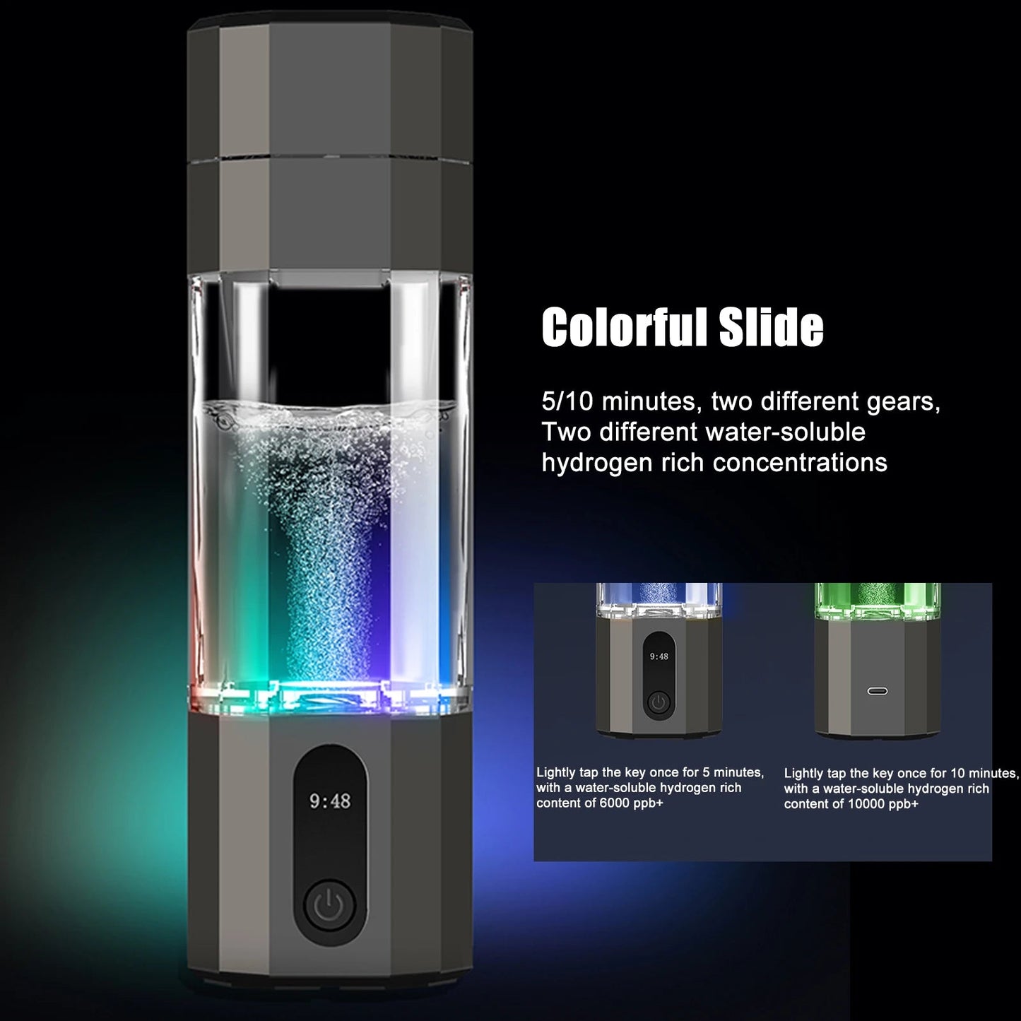 H60  6000PPB  Intelligent Hydrogen Rich Water Cup Portable Water Electrolysis Hydrogen Cup Leak-Proof Mug Healthy Drinking Cup eprolo