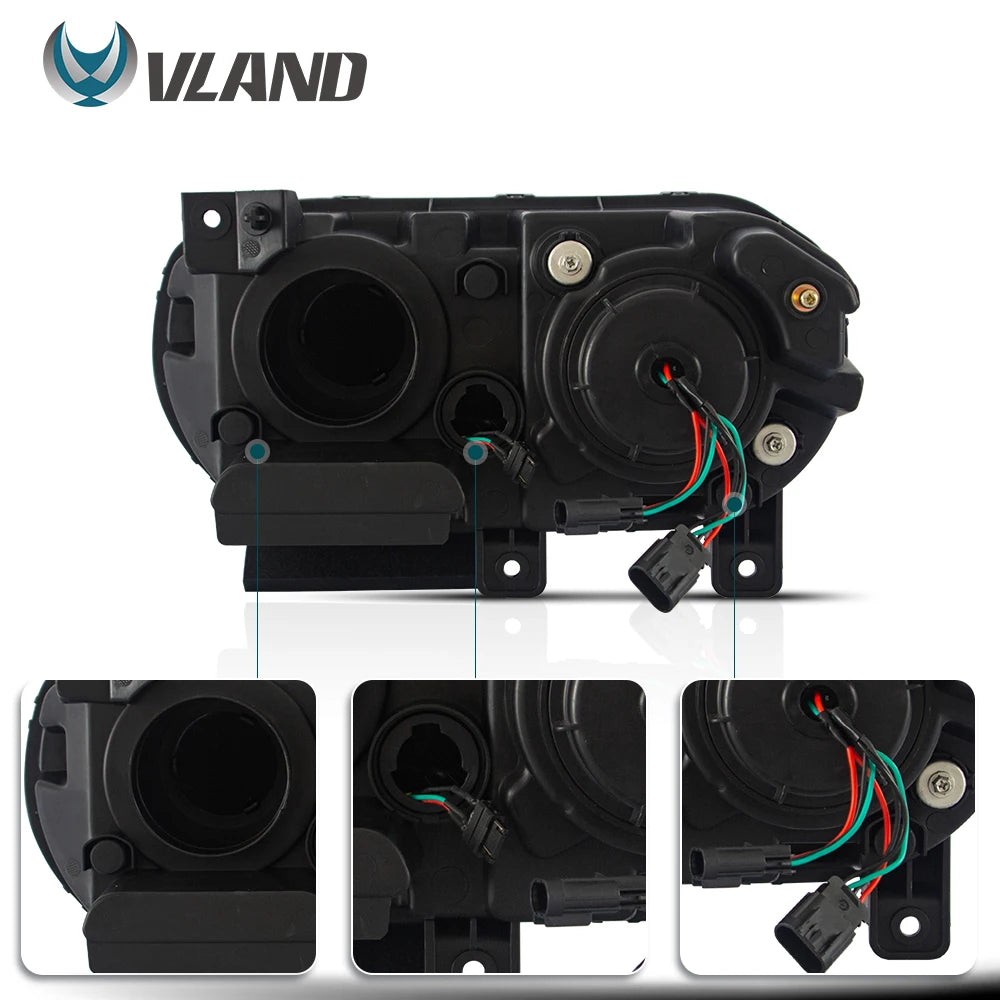 VLAND Car Headlights Assembly For Dodge Challenger 2008-2014 Head Light Moving Turn Signal Light DRL Dual Beam Lens Colourful sayaragear
