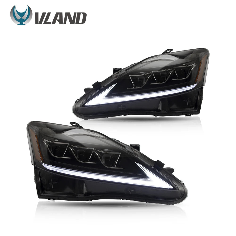 VLAND Headlamp Car Assembly For LEXUS  IS250 Headlight IS350 IS300 2006-2012 IS220d/IS F Clear Lamplight With Moving Turn Signal sayaragear
