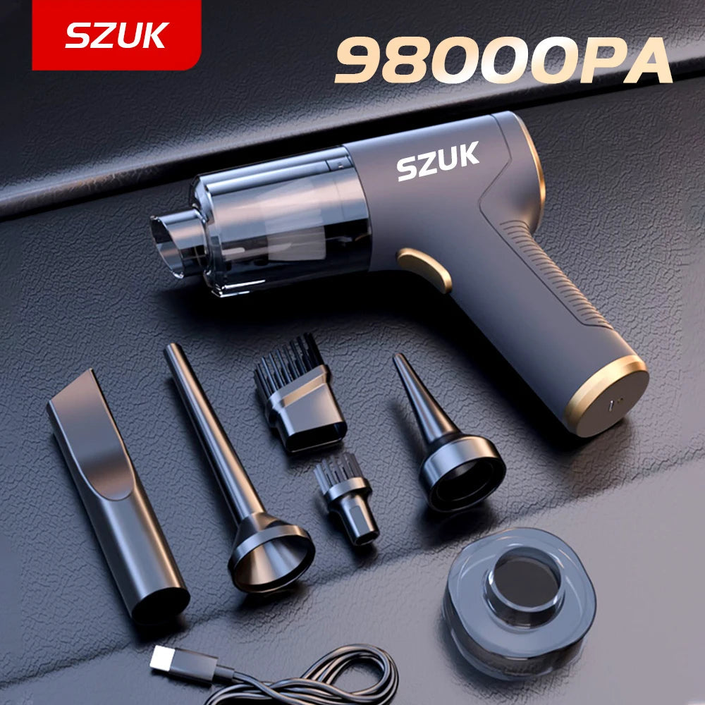 SZUK 98000PA Car Vacuum Cleaner Mini Powerful Cleaning Machine Strong Suction Handheld for Car  Wireless Portable Home Appliance sayaragear