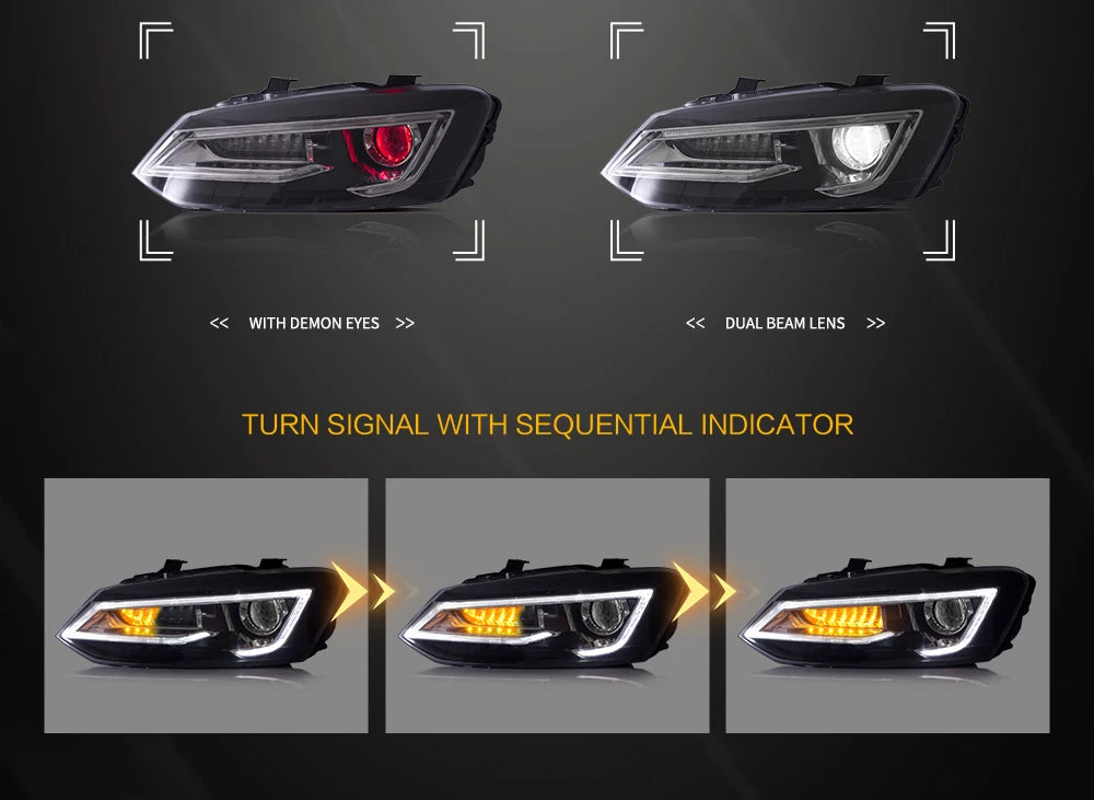 VLAND Car Styling for VW Polo Headlights 2011-2018 Vento LED Headlight New Polo Design DRL Head Lamp Bi Xenon Beam Accessories sayaragear