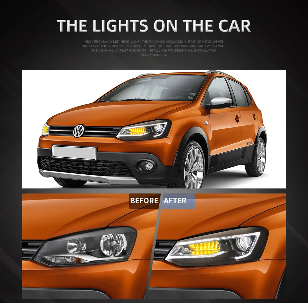 VLAND Car Styling for VW Polo Headlights 2011-2018 Vento LED Headlight New Polo Design DRL Head Lamp Bi Xenon Beam Accessories sayaragear