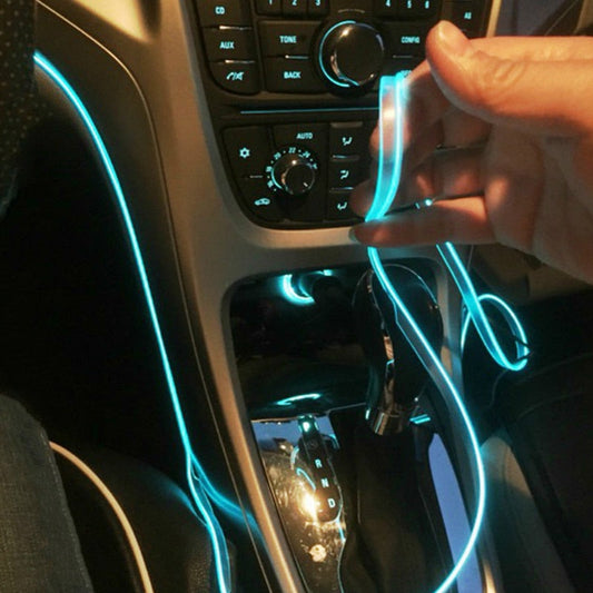 5m car interior accessories atmosphere lamp colorful cold light line with USB DIY Decorative Dash board Console Door LED Light eprolo