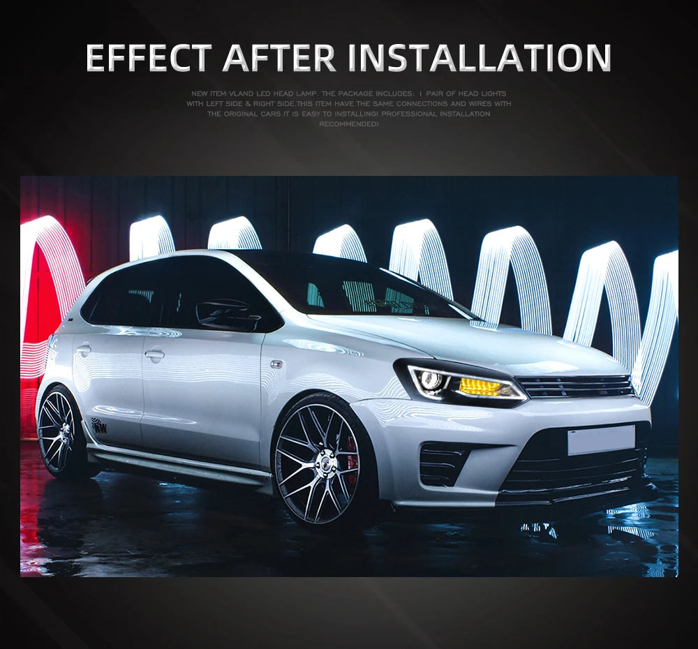 VLAND Car Styling for VW Polo Headlights 2011-2018 Vento LED Headlight New Polo Design DRL Head Lamp Bi Xenon Beam Accessories sayaragear