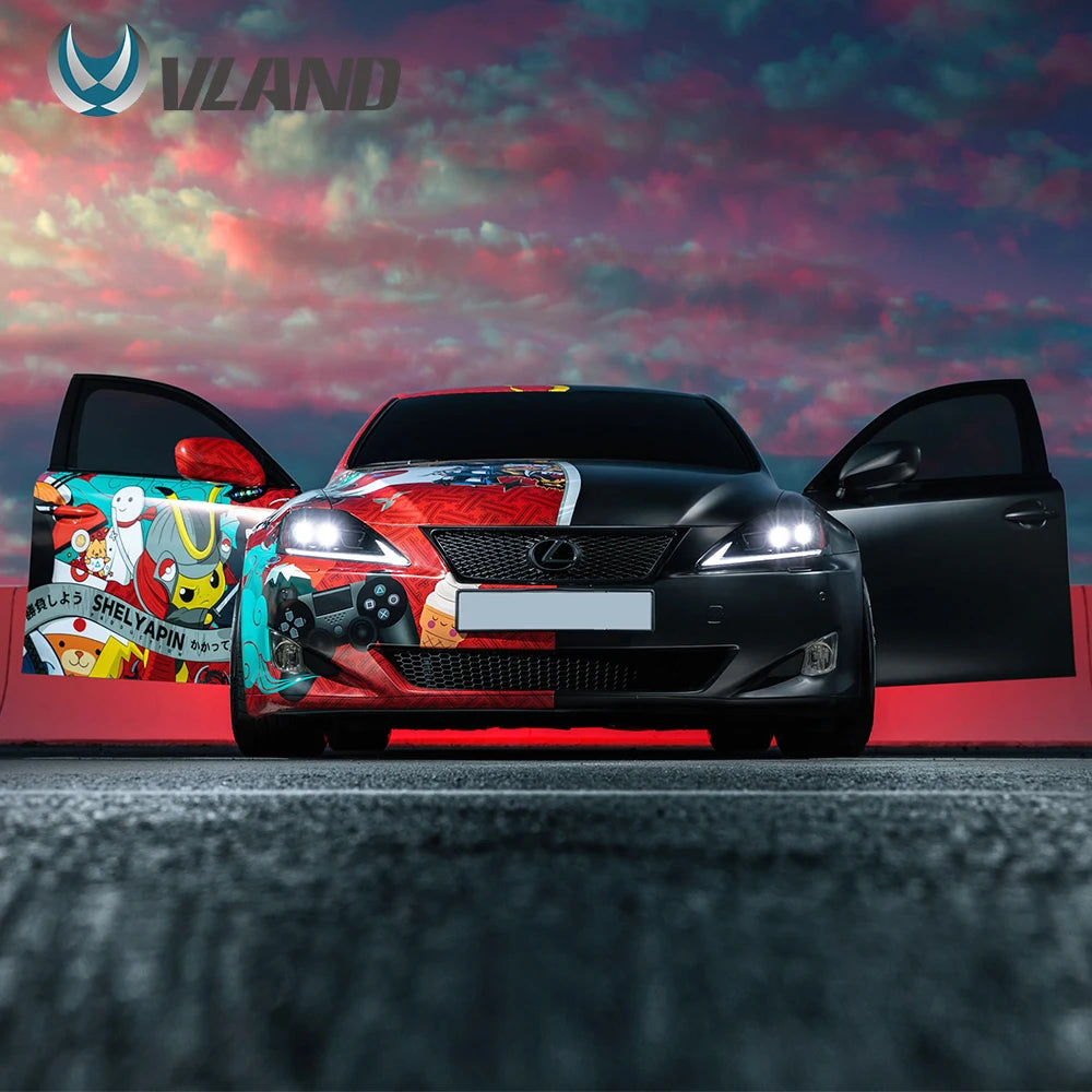 VLAND Headlamp Car Assembly For LEXUS  IS250 Headlight IS350 IS300 2006-2012 IS220d/IS F Clear Lamplight With Moving Turn Signal sayaragear