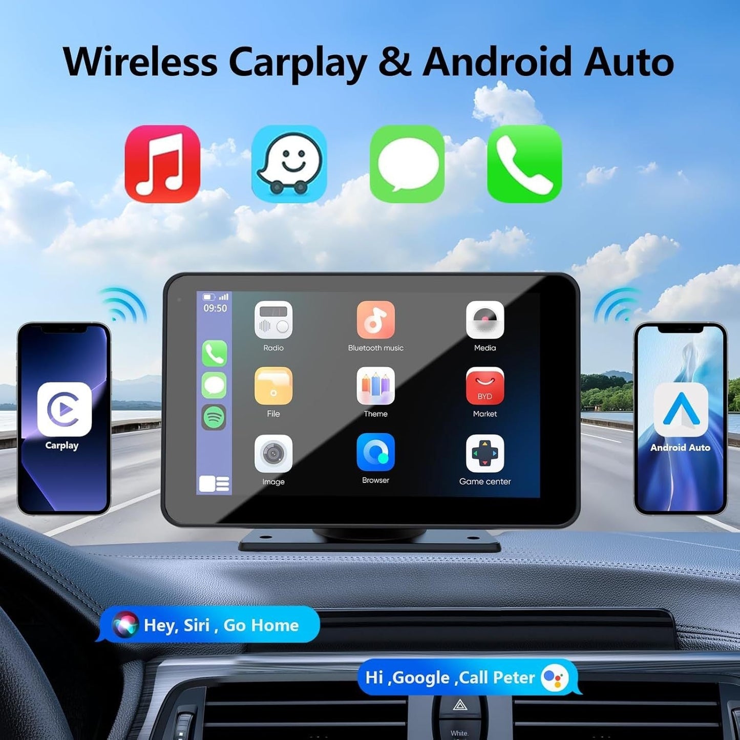 7-inch wireless Carplay portable car Bluetooth MP5 player multimedia Android projection navigation device eprolo