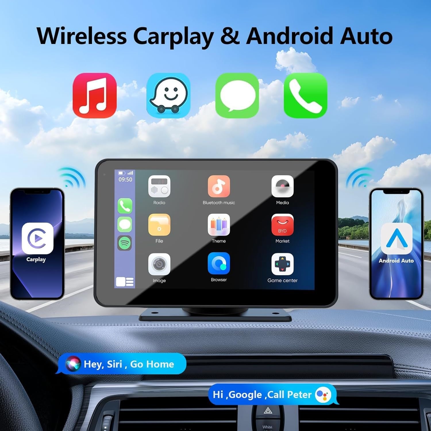 7-inch wireless Carplay portable car Bluetooth MP5 player multimedia Android projection navigation device eprolo