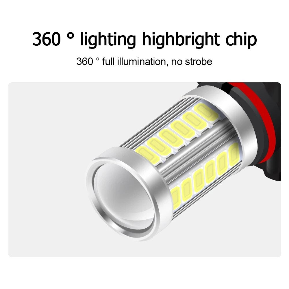 2pcs H8 H11 LED Bulbs HB4 9006 HB3 9005 H16 JP H9 Fog Lights Driving 5730 33SMD Tail Lamp Car Light parking 12V Auto 6000K White eprolo