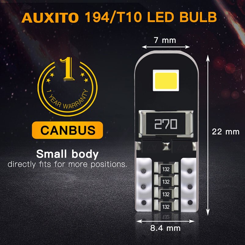 10Pcs W5W T10 LED Canbus Light Bulbs for Audi BMW VW Mercedes Car Interior Dome Light Trunk Lamp Parking Lights Error Free 12V eprolo