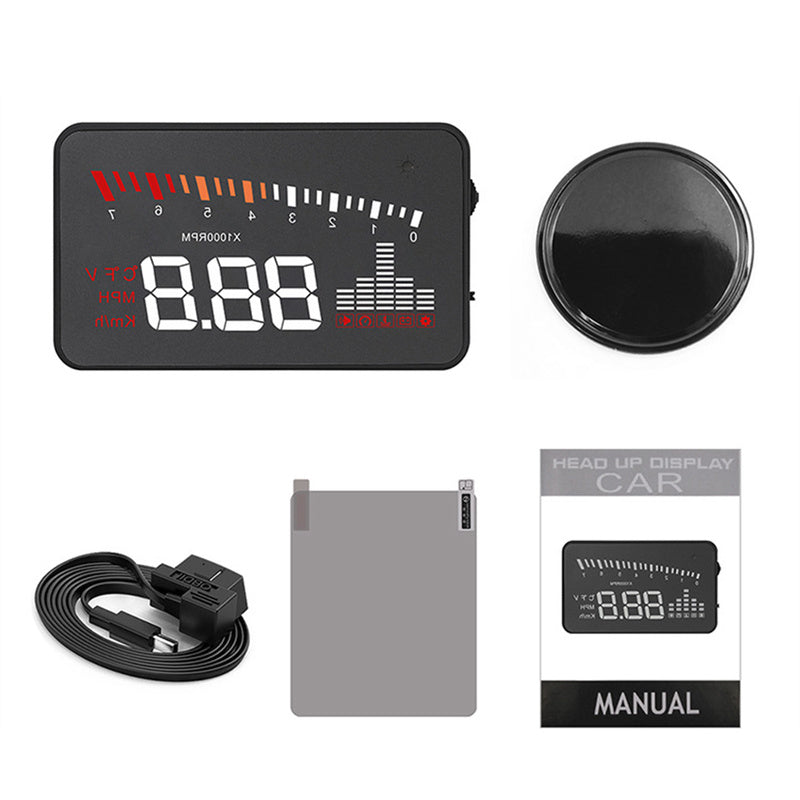 X5 Car HUD Head Up Display OBD II EOBD Automatic Matching Overspeed Warning System Projector Windshield Car Voltage Speed Alarm eprolo