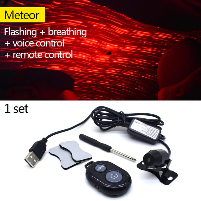 Light Projector Car Decoration Light USB LED Starry Sky Star DJ RGB Laser Projector Music Sound Remote Control Auto Car Styling eprolo