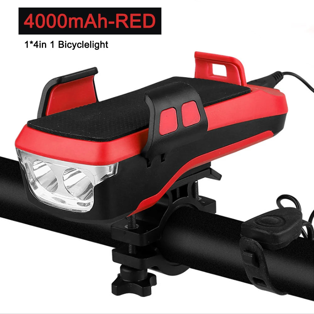 5 IN 1 Multifunction Bicycle Light USB Solar Charging Horn Phone Holder Power Bank Front Lamp For Bicycle Led Lamp Accessories eprolo
