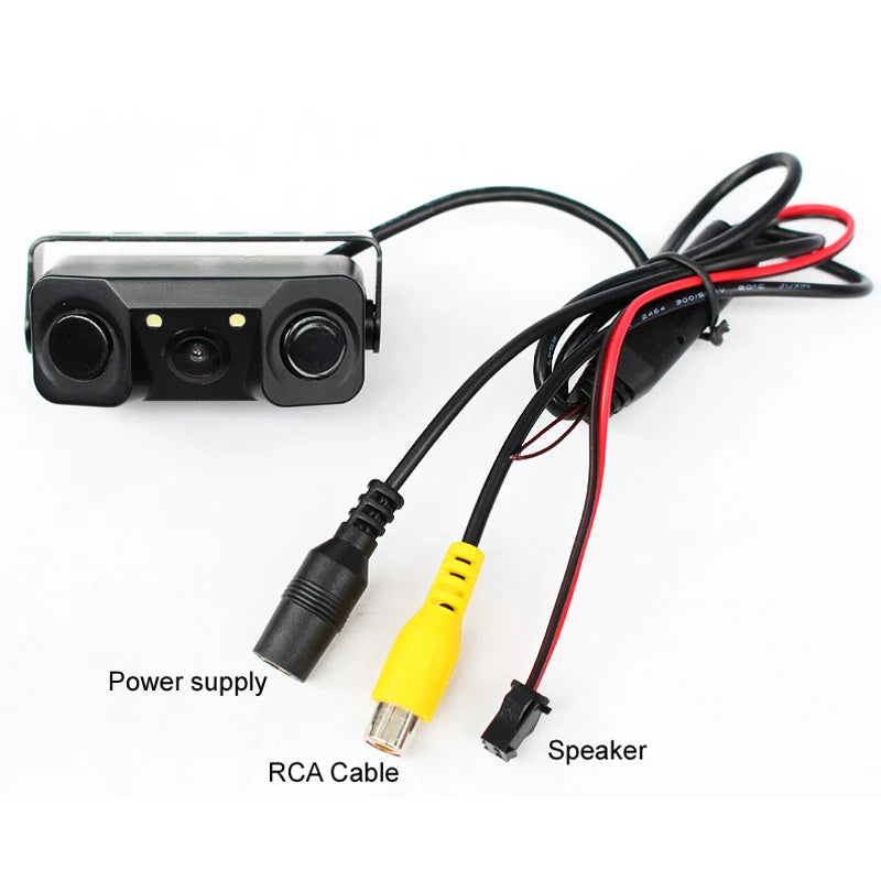 HD CCD Car Rear View Camera 3 in 1 Parking Radar Detector Sensor Night Vision LED sayaragear