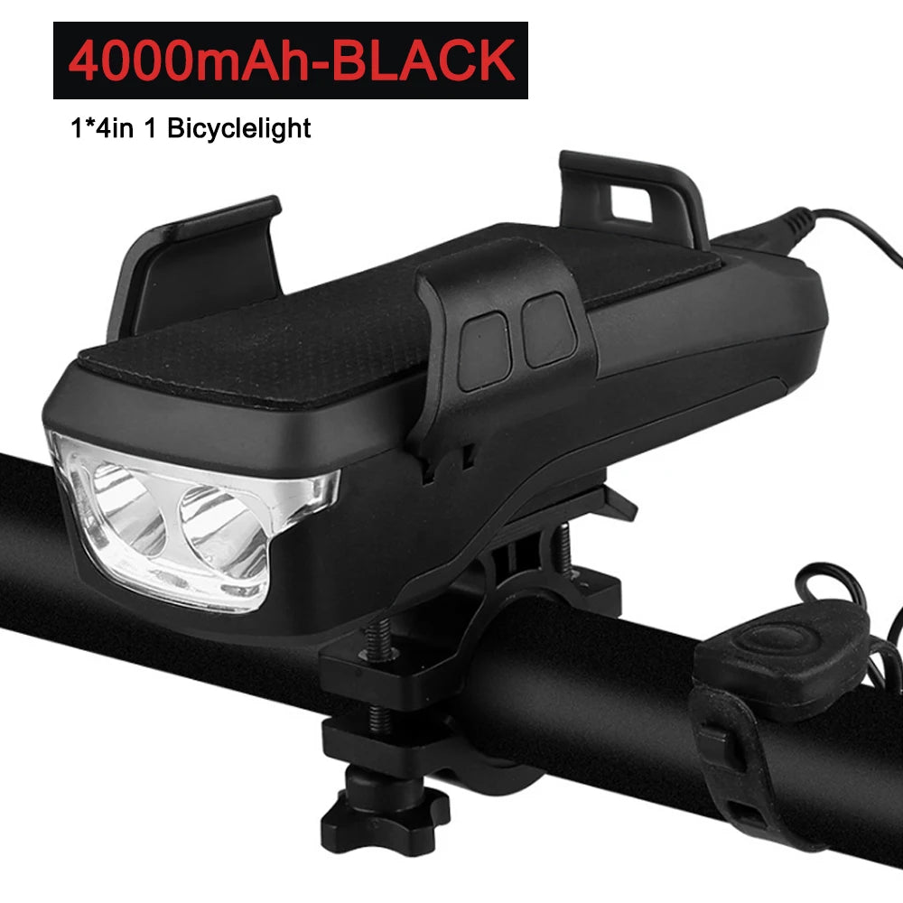 5 IN 1 Multifunction Bicycle Light USB Solar Charging Horn Phone Holder Power Bank Front Lamp For Bicycle Led Lamp Accessories eprolo