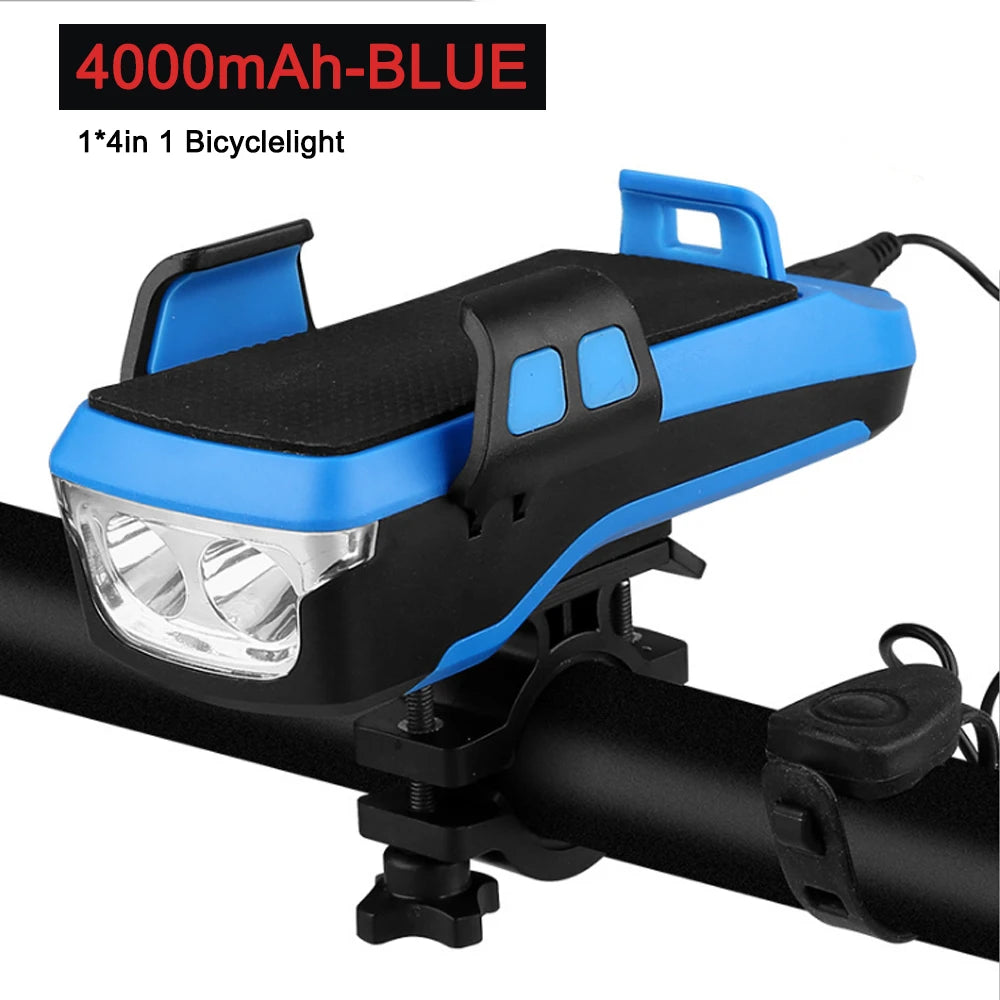 5 IN 1 Multifunction Bicycle Light USB Solar Charging Horn Phone Holder Power Bank Front Lamp For Bicycle Led Lamp Accessories eprolo