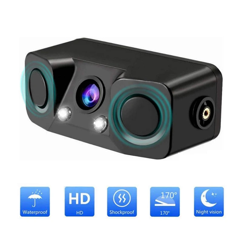 HD CCD Car Rear View Camera 3 in 1 Parking Radar Detector Sensor Night Vision LED sayaragear