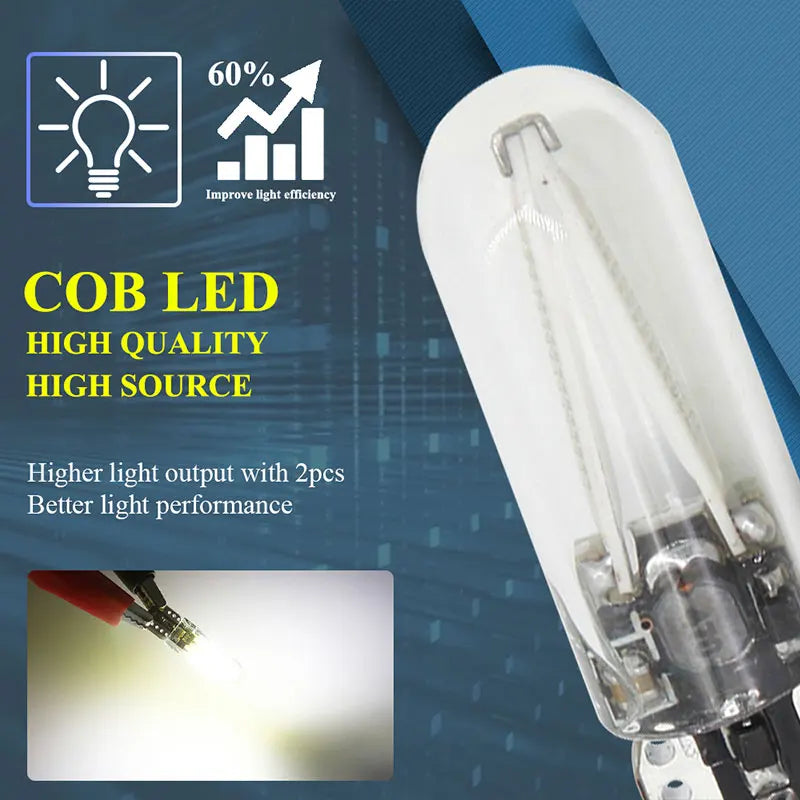 2pcs T10 LED W5W Cob Glass Car Light Bulb 194 168 LED Automobiles Interior Light Dome Reading Lamp License Plate Clearance Light sayaragear