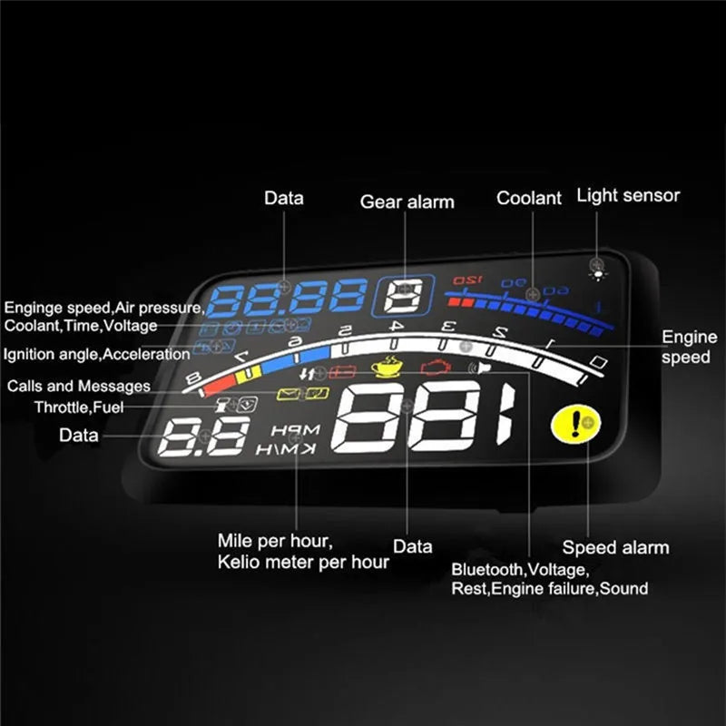 Digital HUD Speedometer Performance LCD Display HUD Display Car General OBD2 Driving Computer Car Speed Reflective Car Display sayaragear