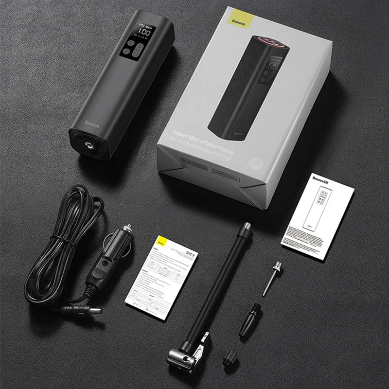 Baseus Mini Car Air Compressor 12V 150PSI Portable Car Tire Inflator Smart Digital Inflatable Pump For Car Bicycle Boat Air Pump sayaragear