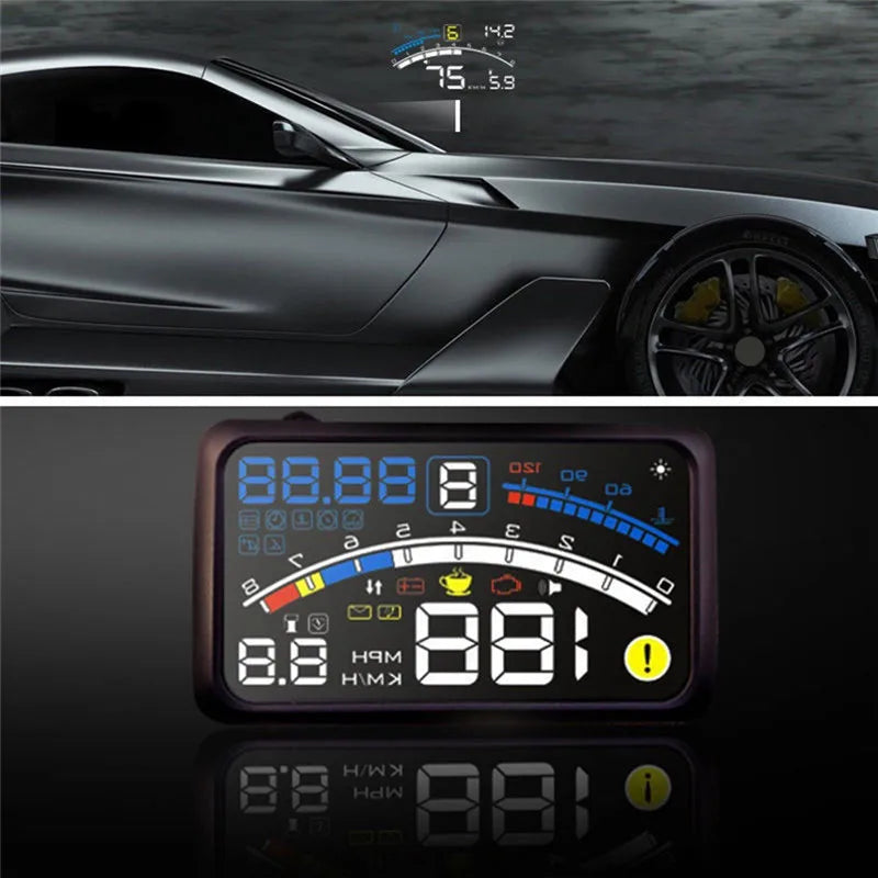 Digital HUD Speedometer Performance LCD Display HUD Display Car General OBD2 Driving Computer Car Speed Reflective Car Display sayaragear