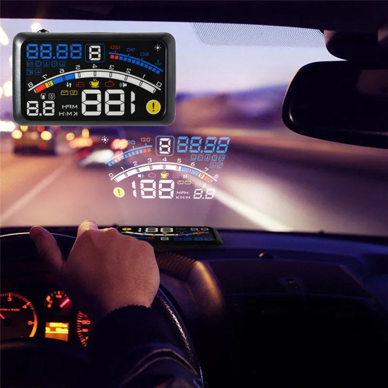 Digital HUD Speedometer Performance LCD Display HUD Display Car General OBD2 Driving Computer Car Speed Reflective Car Display sayaragear