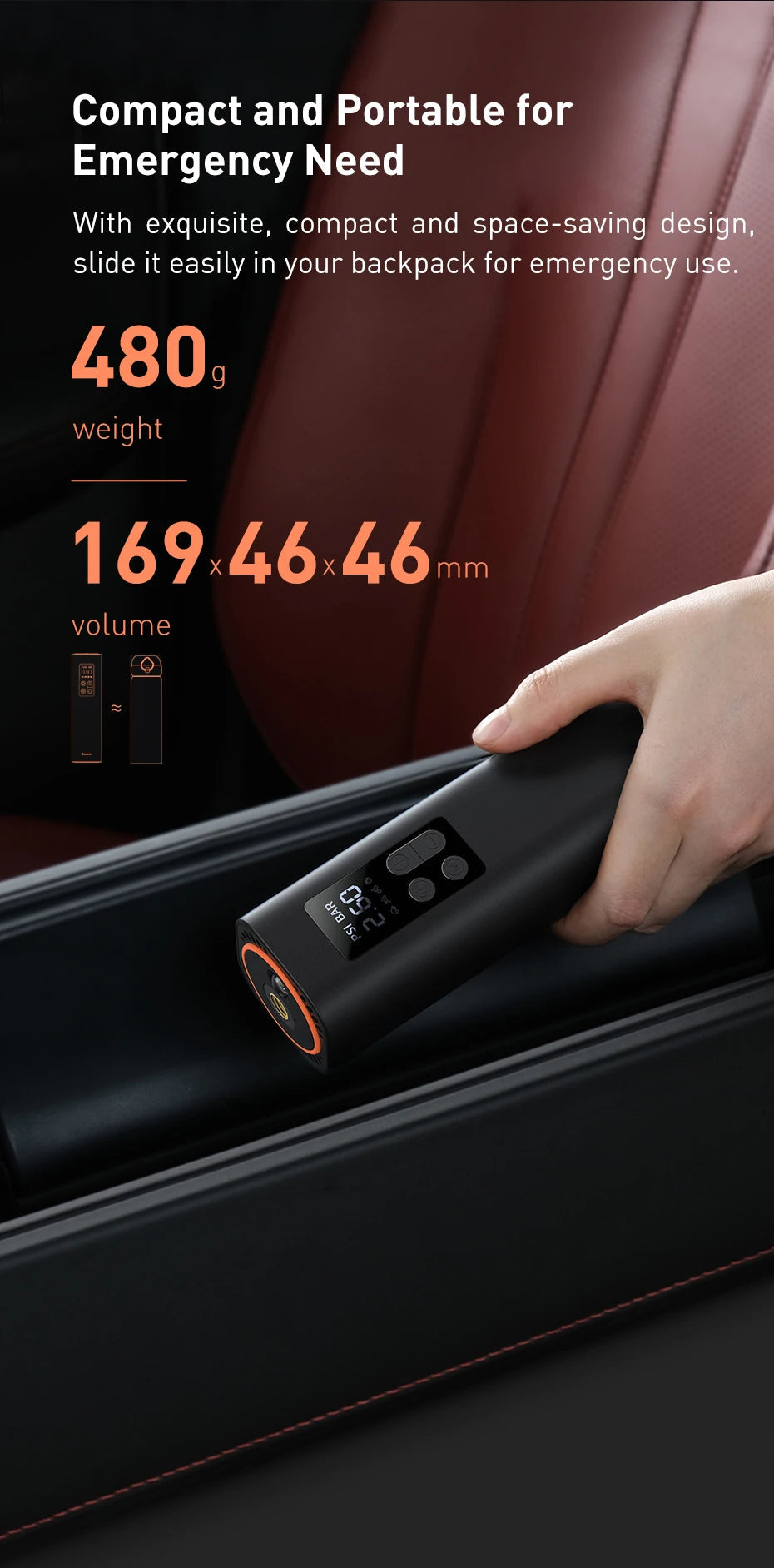 Baseus Mini Car Air Compressor 12V 150PSI Portable Car Tire Inflator Smart Digital Inflatable Pump For Car Bicycle Boat Air Pump sayaragear