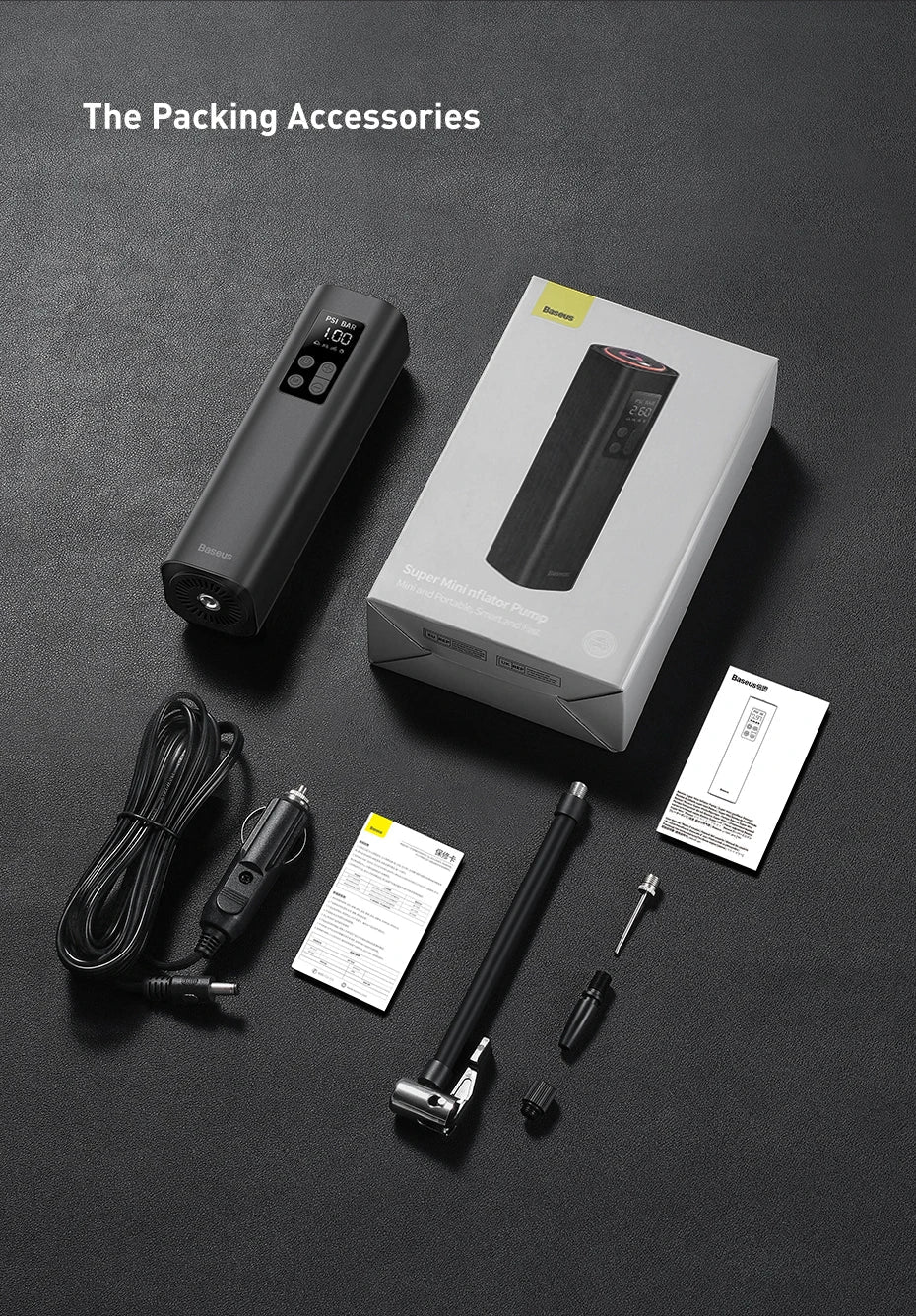 Baseus Mini Car Air Compressor 12V 150PSI Portable Car Tire Inflator Smart Digital Inflatable Pump For Car Bicycle Boat Air Pump sayaragear