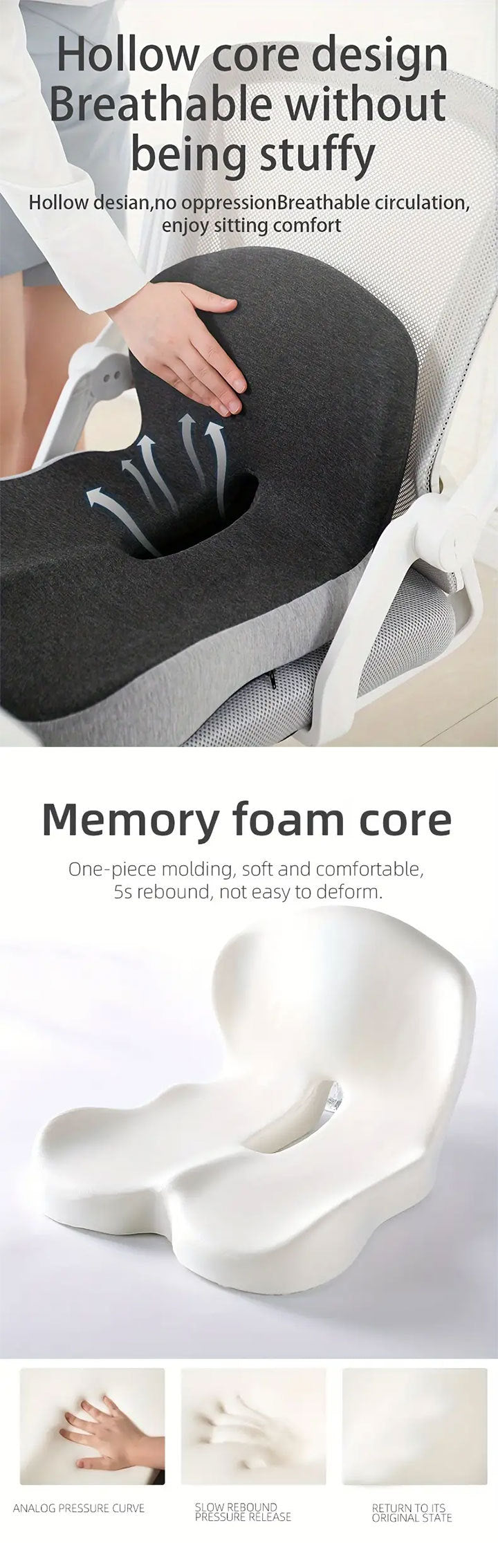 Memory Foam Cushion Interior Accessories Pillow Car Seat Waist Pillow Lumbar Support Office Pillow Chair Cushion sayaragear