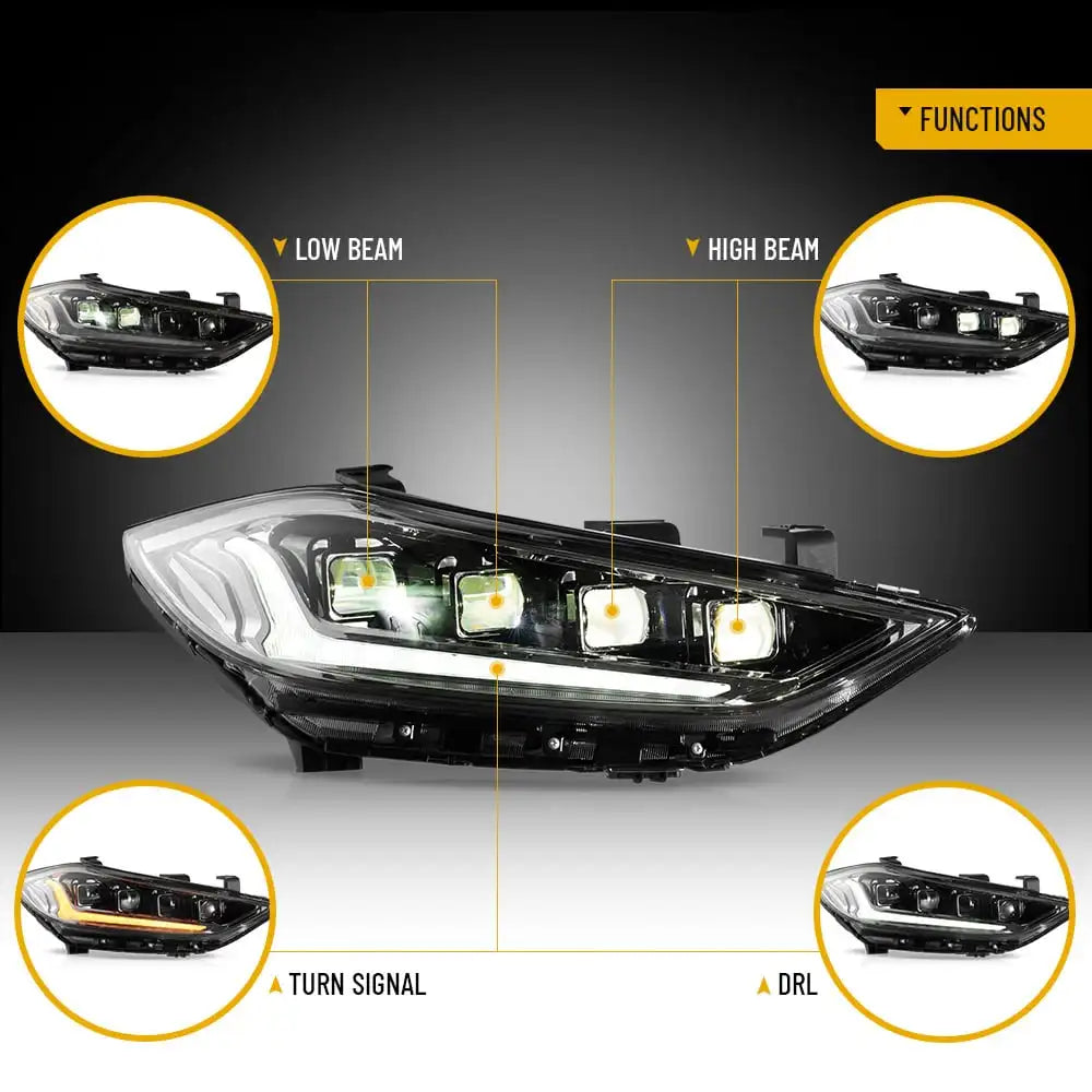 Vland 2017-2018 Hyundai Elantra Full LED Headlights With Sequential Turn Signal Plug and Play Head Lamp Assembly Replacement sayaragear
