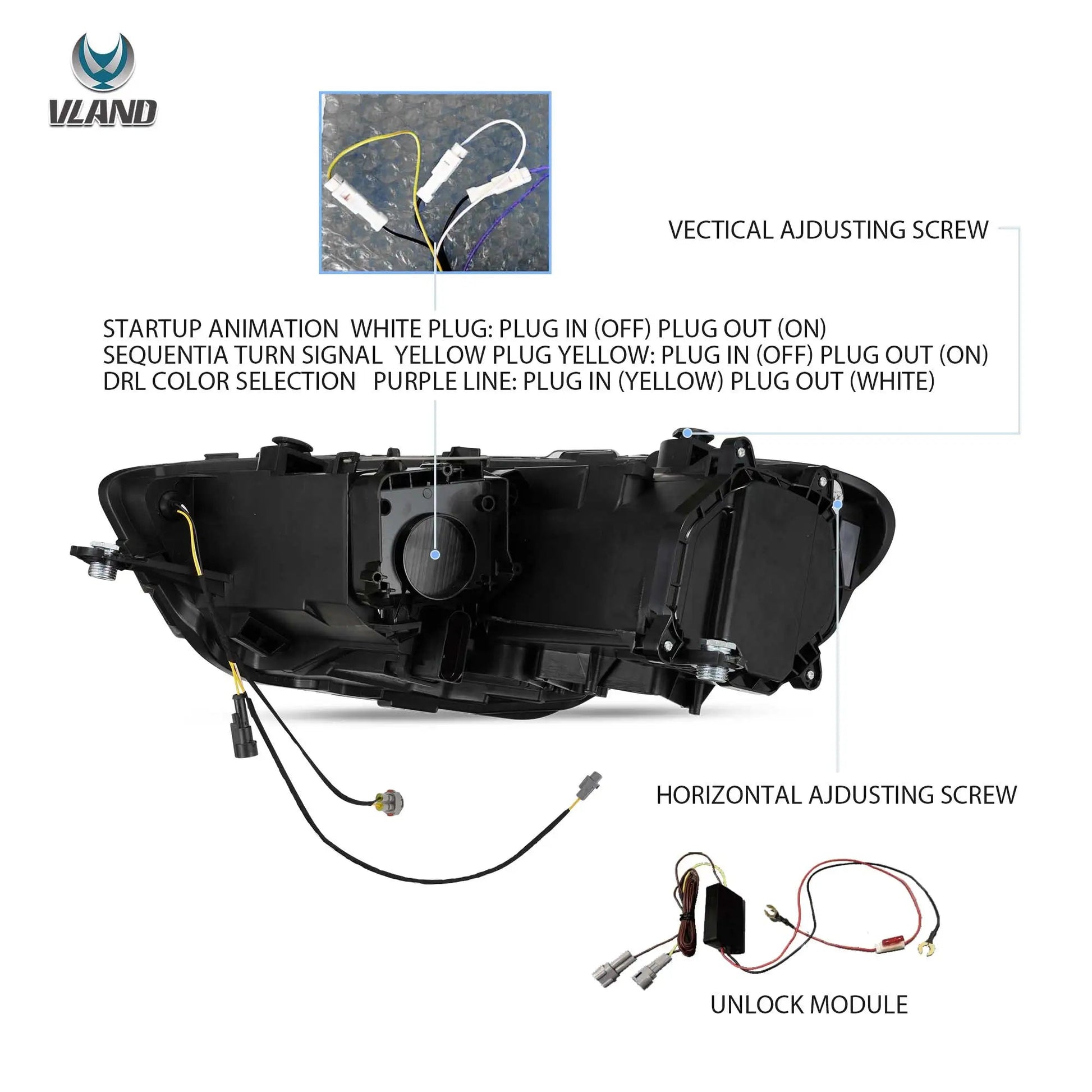 VLAND 2009-2014 Scirocco LED Projector Headlights With Start-up Animation sayaragear