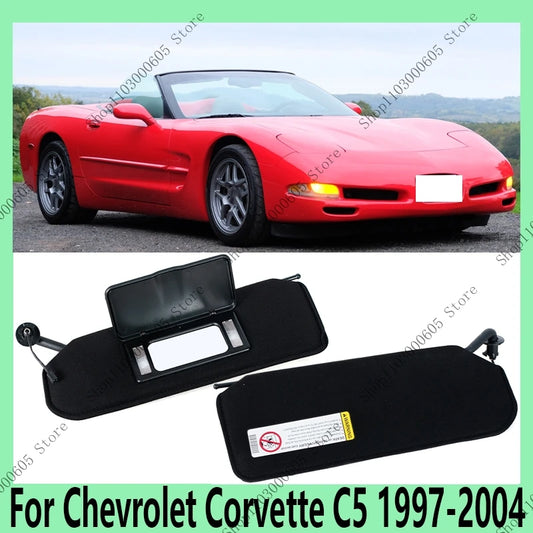 For Chevrolet Corvette C5 1997-2004 Auto Accessories Cabin Interior Black Sun Visor with Vanity Mirror and Light 10442033 - sayaragear