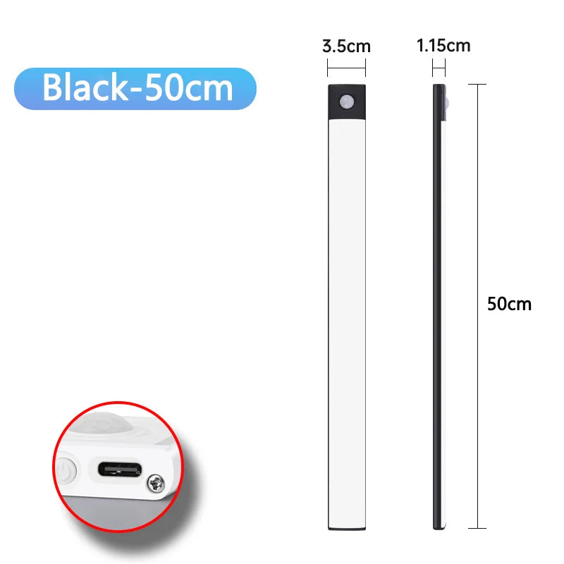 LED Cabinet Light Type C Rechargeable Motion Sensor Night Lights for Kitchen Wardrobe Cabinet Lighting 10cm/20cm/30cm/40cm/50cm sayaragear