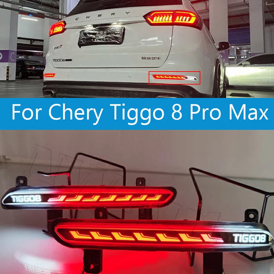 Car LED Rear Bumper Reflector Light For Chery Tiggo 8 Pro Max 2021-2025 Fog Lamp Brake Light Rear Fog Lamp sayaragear