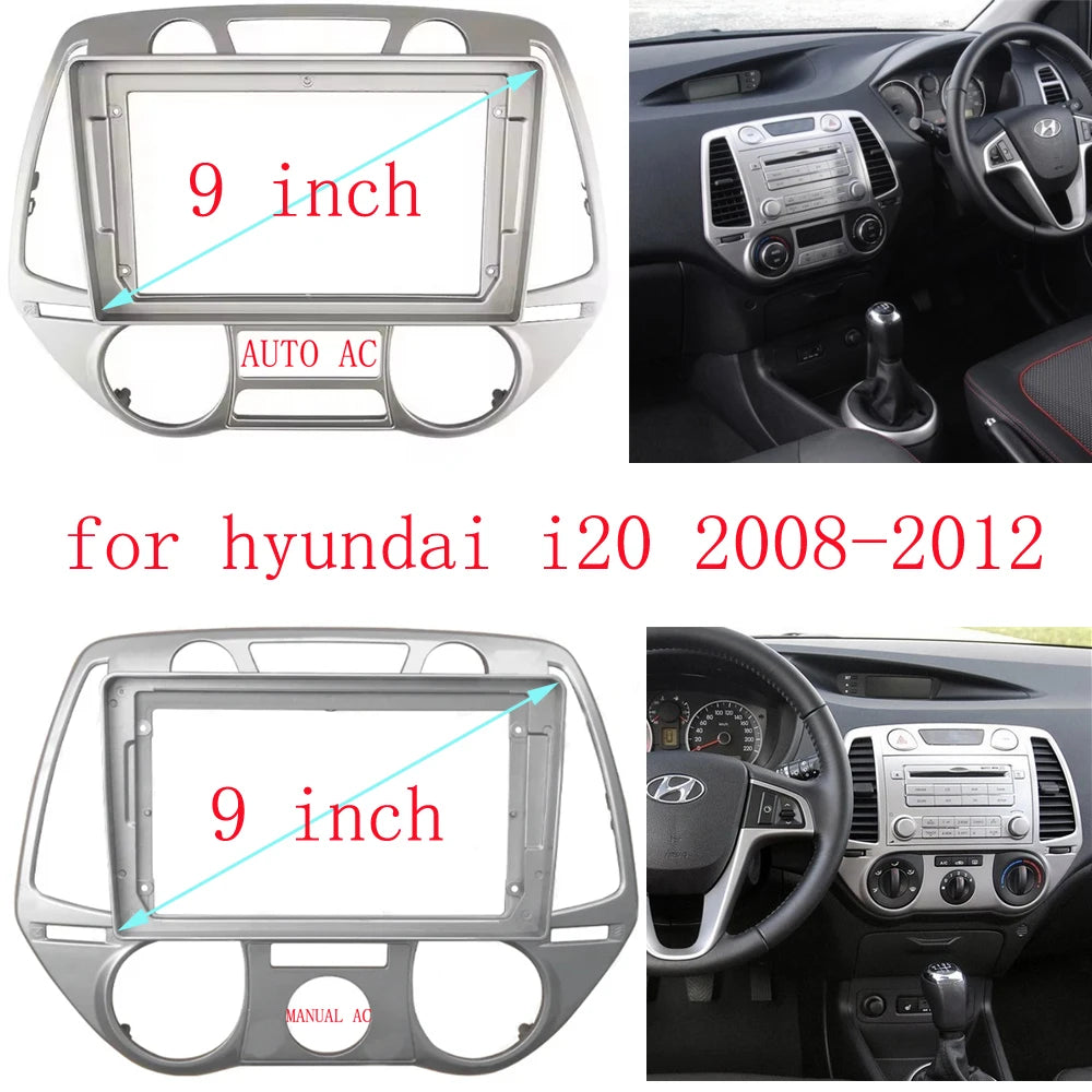 Car 9 Inch Radio Fascia For HYUNDAI I20 2008-2012 Frame Android 2Din MP5 Player Stereo Panel sayaragear