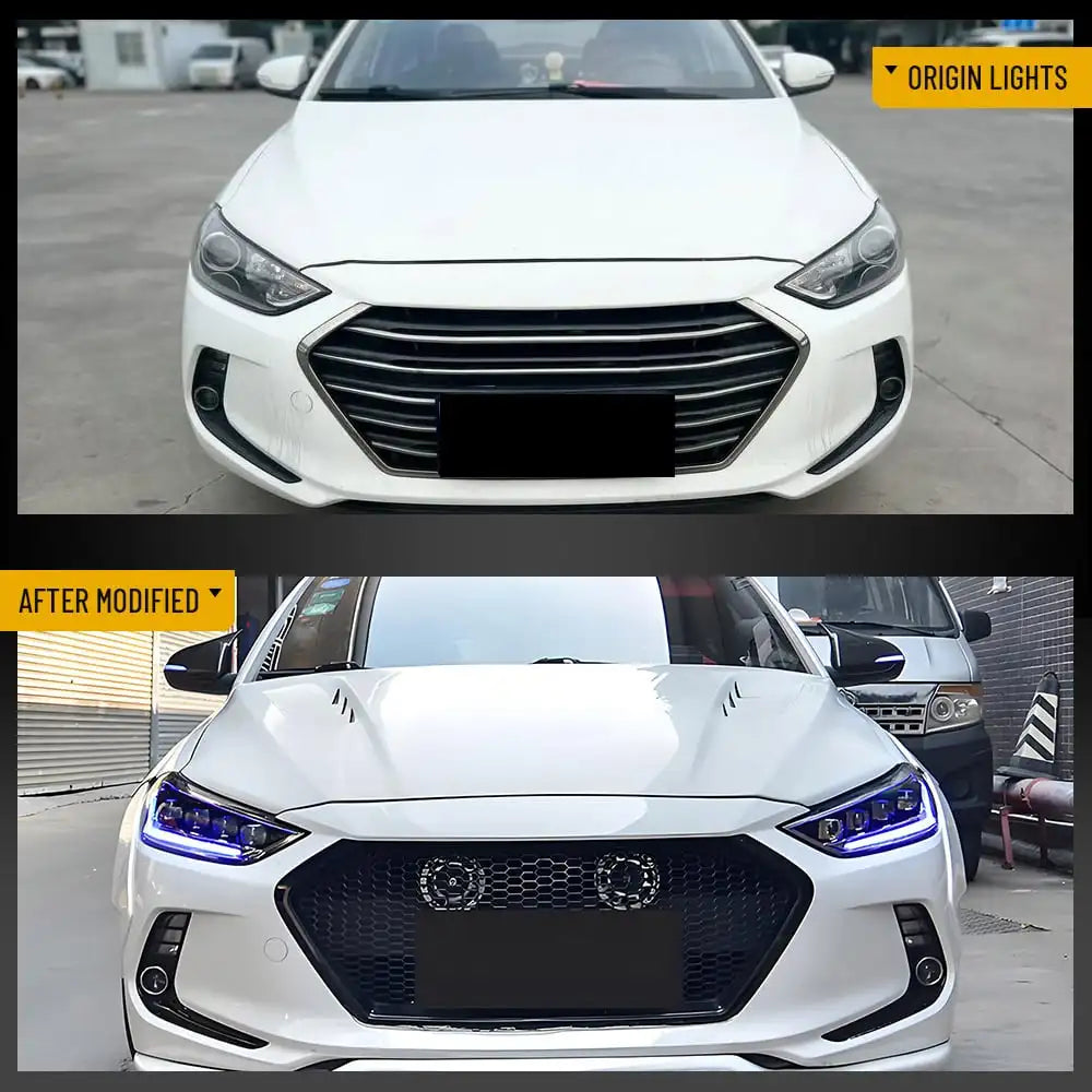 Vland 2017-2018 Hyundai Elantra Full LED Headlights With Sequential Turn Signal Plug and Play Head Lamp Assembly Replacement sayaragear