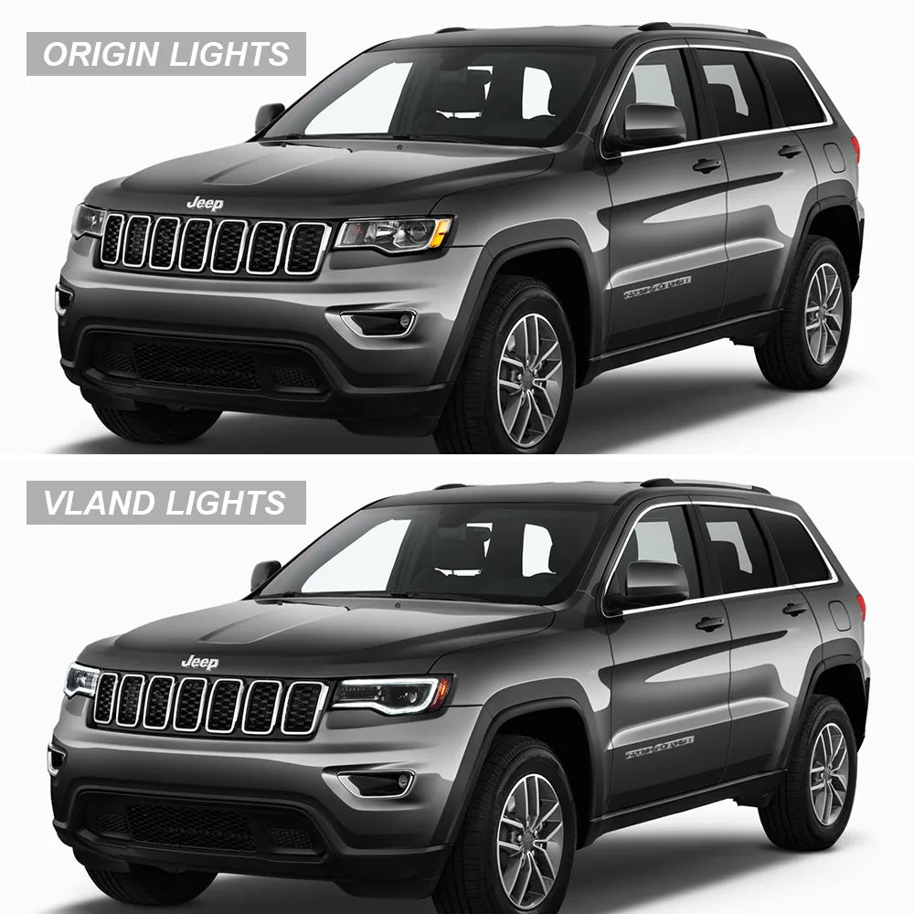 Vland 2014-2022 Grand Cherokee (WK2) LED Headlights With Startup Animation/ Blue DRL sayaragear