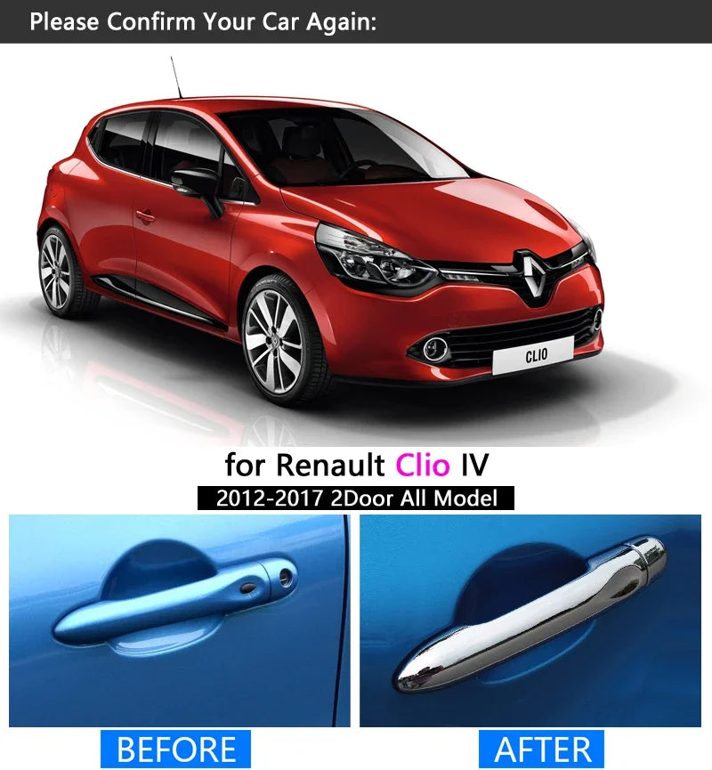 for Renault Clio IV 2012 - 2017 Chrome Handle Cover Trim Set Clio 4 MK4 2013 2014 2015 2016 Car Accessories Stickers Car Styling sayaragear